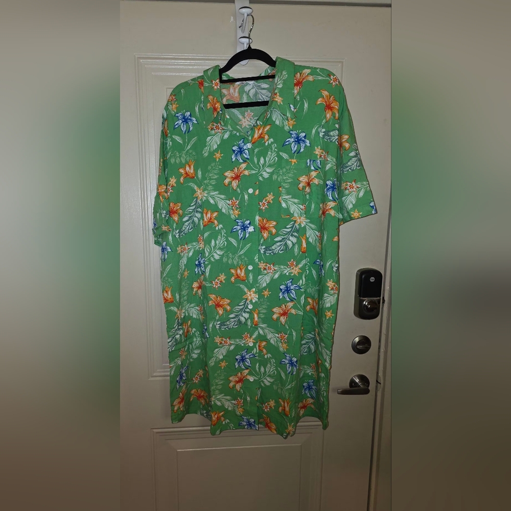 2 For $20 Vacation Ready Floral Shirt Dress Cruise‎ Ready. 100% Rayon - Picture 2 of 7